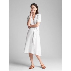 GAP Cotton Linen Midi Wrap Dress
